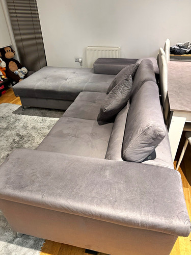 Handmade grey velvet shape - handmade, l-shape