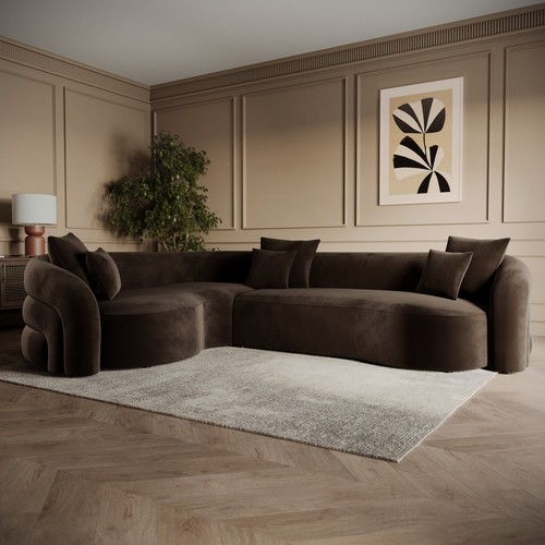 Brown velvet left hand facing - brown,