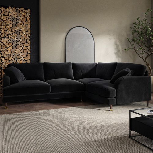 Black velvet seater right - velvet,