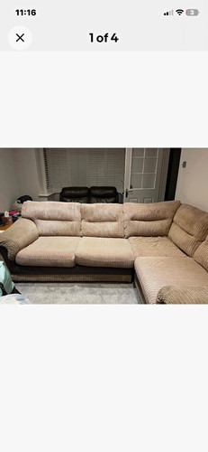 Beige corduroy corner sofa - beige,