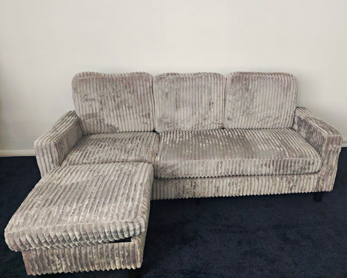 Grey corduroy corner sofa with - corduroy,