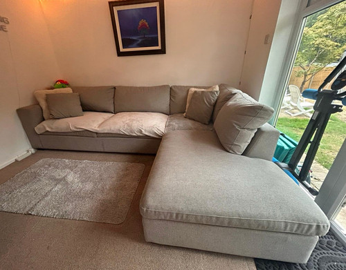 Grey fabric corner sofa with - sofa,