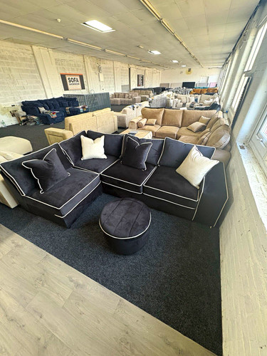 Black velvet corner - corner, sofa