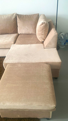 Beige fabric corner sofa - fabric,