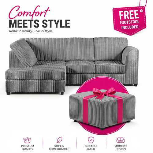 Corner sofa jumbo cord - corner, cord,high