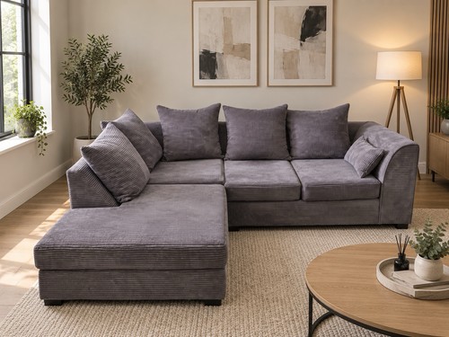 Grey corner corduroy fabric - corner,
