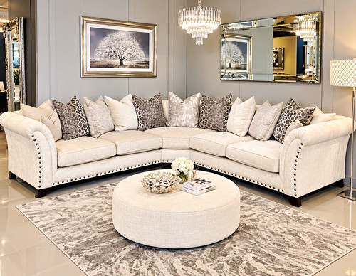 Cream corner sofa - cream,
