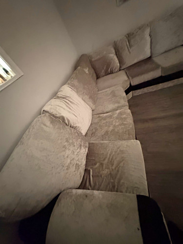 Grey velvet corner sofa with - velvet,