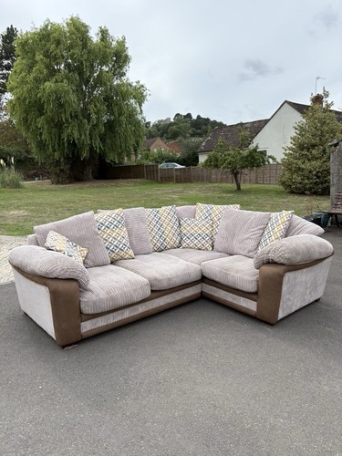 Dfs beige corded - corner, sofa