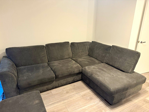 Grey fabric corner sofa with - sofa,