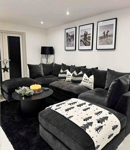Black shape corner sofa and - shape,
