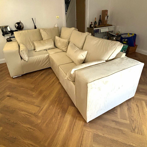 Beige mink fabric corner - beige, sofa