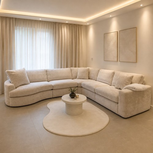 Premium cream corner - cream, sofa