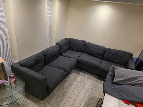 Grey fabric shaped - l-shaped, corner