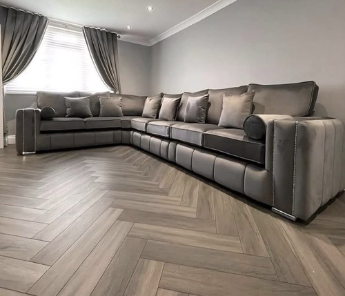 Luxury grey velvet corner sofa - luxury,