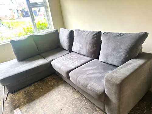 Grey fabric corner sofa - fabric, with