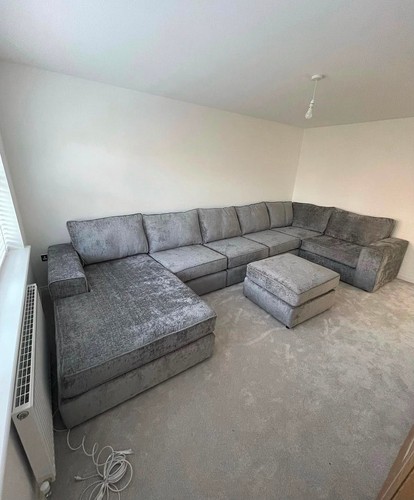 Grey plush shape corner - plush, sofa